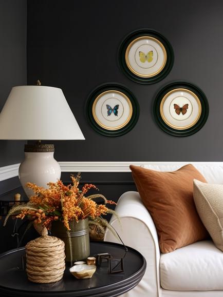 Brookpace Lascelles Butterfly Round Porthole Framed Print, Set of 3, 36cm - view 2, Multi