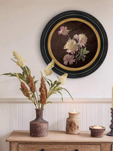 Brookpace Lascelles 'Peonies' Round Porthole Framed Print, 51cm - view 2, Multi