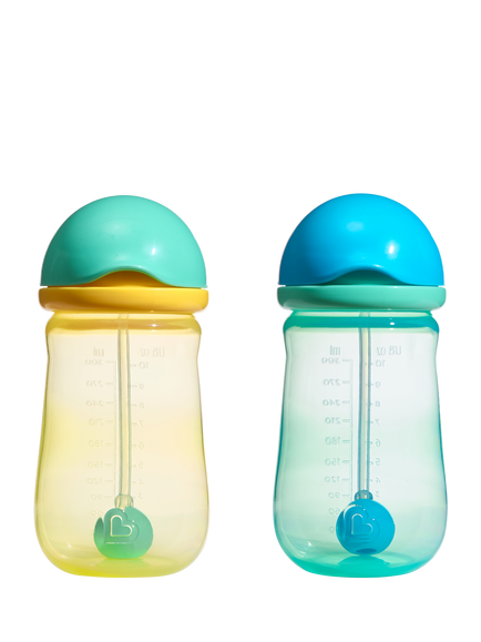 Munchkin Tip & Sip Straw Cup, 12m+, Pack of 2, Blue/Yellow
