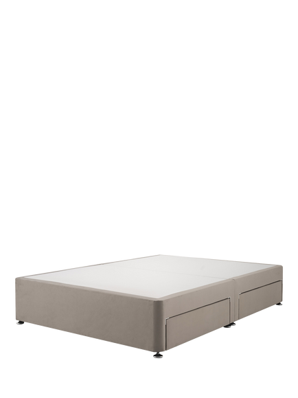 Silentnight Non-Sprung Upholstered 4 Drawer Divan Base, King Size, Smooth Velvet Silver