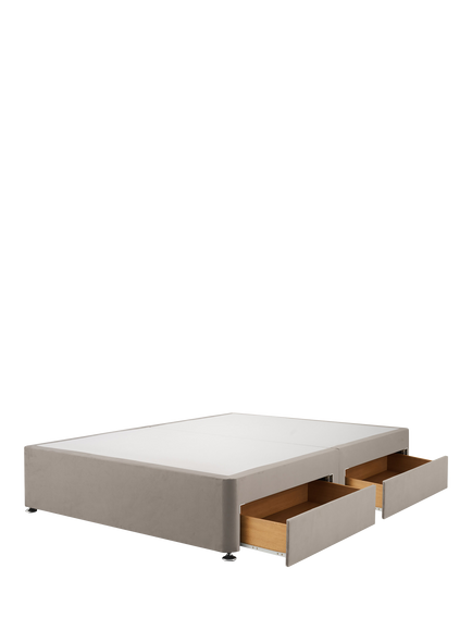 Silentnight Non-Sprung Upholstered 4 Drawer Divan Base, King Size - view 2, Smooth Velvet Silver