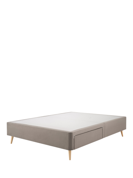 Silentnight Non-Sprung Upholstered  2 Drawer Slimline Divan Base, King Size, Smooth Velvet Silver