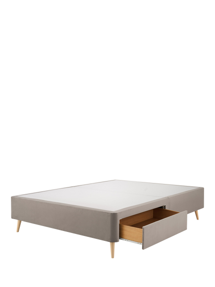 Silentnight Non-Sprung Upholstered  2 Drawer Slimline Divan Base, King Size - view 2, Smooth Velvet Silver