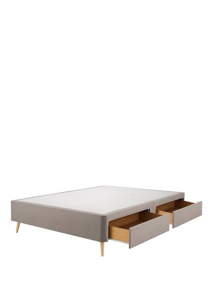 Silentnight Non-Sprung Upholstered 4 Drawer Slimline Divan Base, King Size - view 2, Smooth Velvet Silver