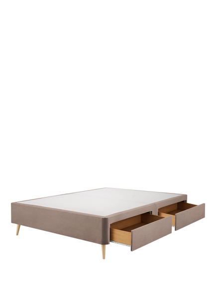Silentnight Non-Sprung Upholstered 4 Drawer Slimline Divan Base, King Size - view 2, Brushed Textured Oatmeal