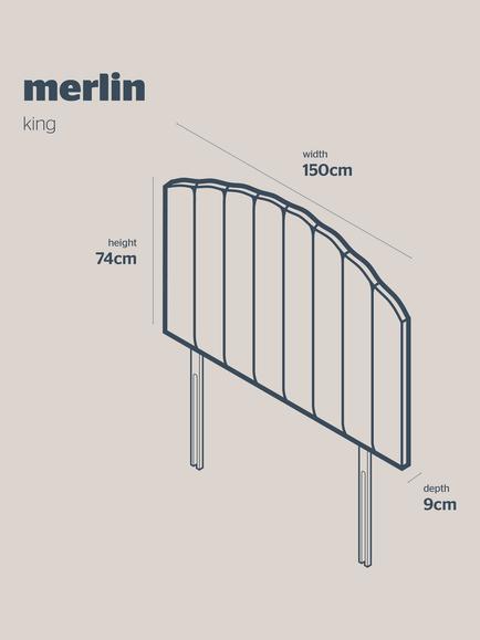 Silentnight Merlin Strutted Headboard, King Size - view 2, Smooth Velvet Silver
