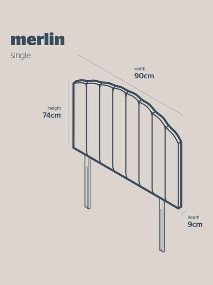 Silentnight Merlin Strutted Headboard, Single - view 2, Smooth Velvet Silver