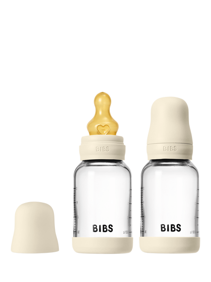 BIBS Glass Baby Bottles, Pack of 2, Slow Flow, 120ml, Ivory