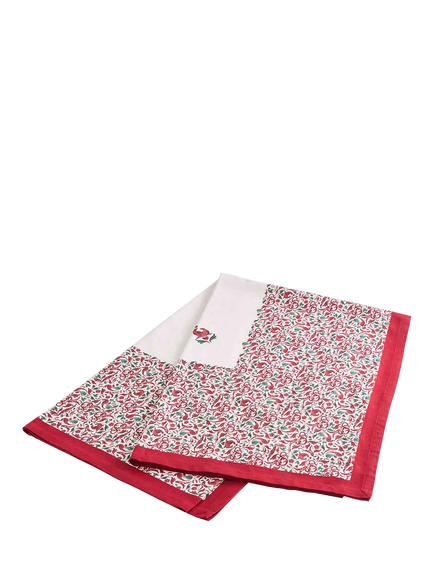 Spode Christmas Tree Yuletide Rectangular Cotton Tablecloth, 180 x 140cm, Red, Red