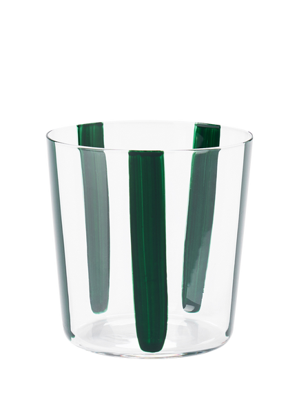 The Conran Shop Nova Stripe Glass Tumbler, 360ml, Green, Green