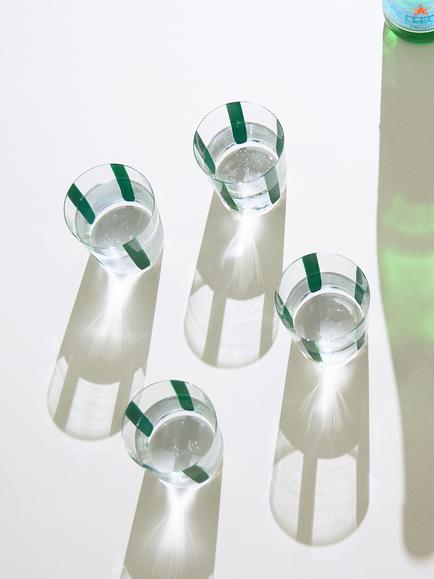 The Conran Shop Nova Stripe Glass Tumbler, 360ml, Green - view 2, Green
