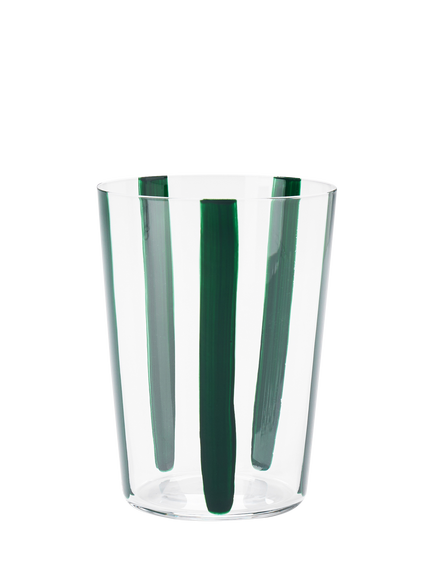 The Conran Shop Nova Stripe Glass Tumbler, 500ml, Green, Green