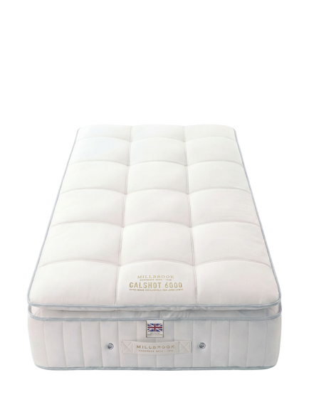 Millbrook Beds Hampshire Collection Calshot 6000 Pillowtop Pocket Spring Mattress, Medium Tension, Single, White