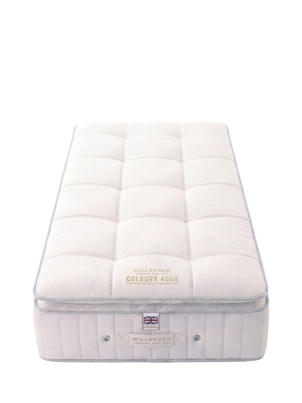 Millbrook Beds Hampshire Collection Colbury 4000 Pillowtop Pocket Spring Mattress, Extra Firm Tension, Single, White