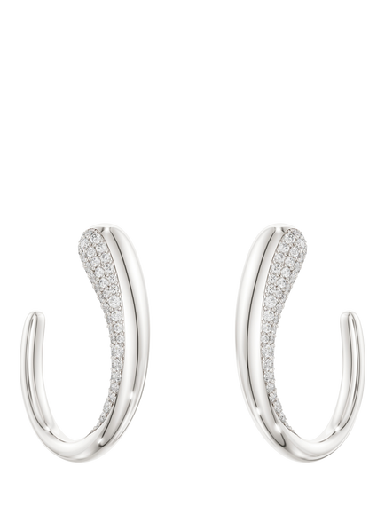 Swarovski Crystal Classica Sterling Silver Hoop Earrings, Whi - White