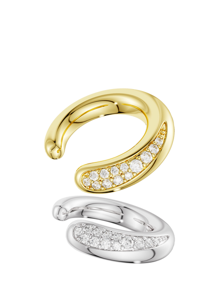 Swarovski Crystal Classica Two-Tone Ear Cuffs - view 2, White - White