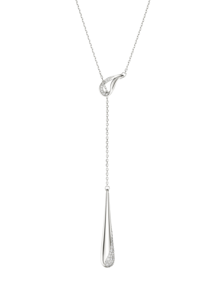 Swarovski Crystal Sterling Silver Interlock Pavé Teardrop Necklace, Whi - White