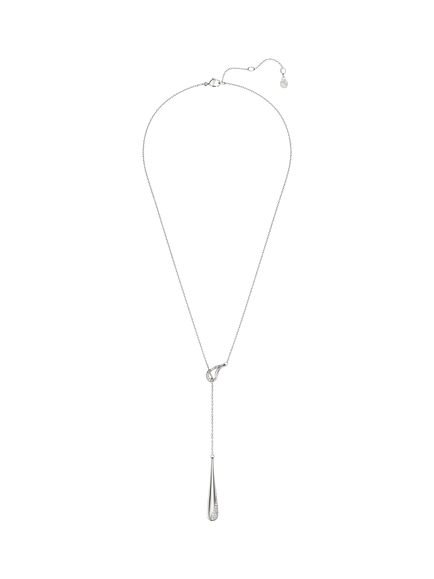 Swarovski Crystal Sterling Silver Interlock Pavé Teardrop Necklace - view 2, Whi - White