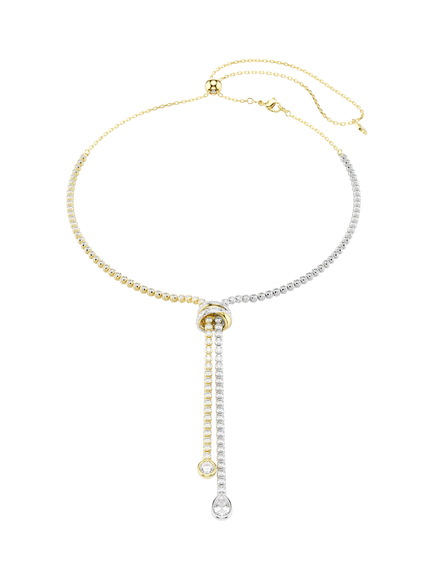 Swarovski Crystal Two-Tone Knotted Y-Shape Necklace, Whi - White