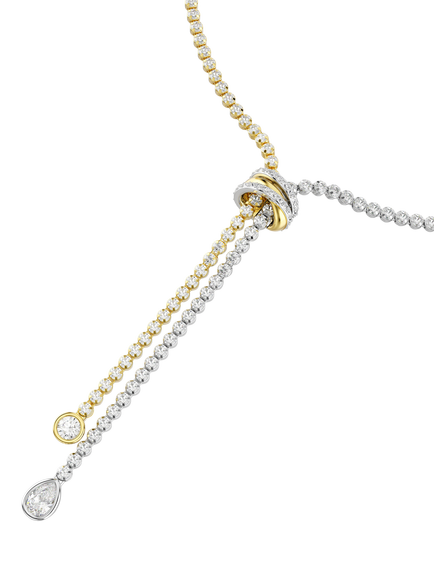 Swarovski Crystal Two-Tone Knotted Y-Shape Necklace - view 2, Whi - White