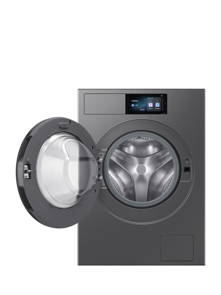 Samsung Series 9 WF90H09C4ST1 Freestanding Washing Machine, AI Energy, 9kg Load, 1400rpm Spin, Dark Steel - view 2, Dark Steel
