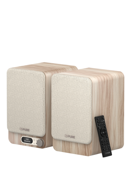 Pure Active DAB+/FM HiFi TV Bluetooth Stereo System with Remote Control, Cotton White/ Oak, Cotton White/ Oak