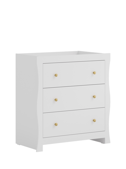 Little Acorns Celeste 3 Drawer Dresser, White, White
