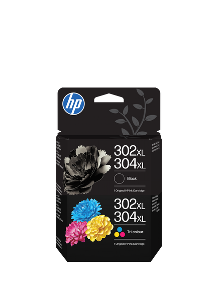 HP 302XL/304XL Black & Tri-Colour Ink Cartridge, Pack of 2, Multi