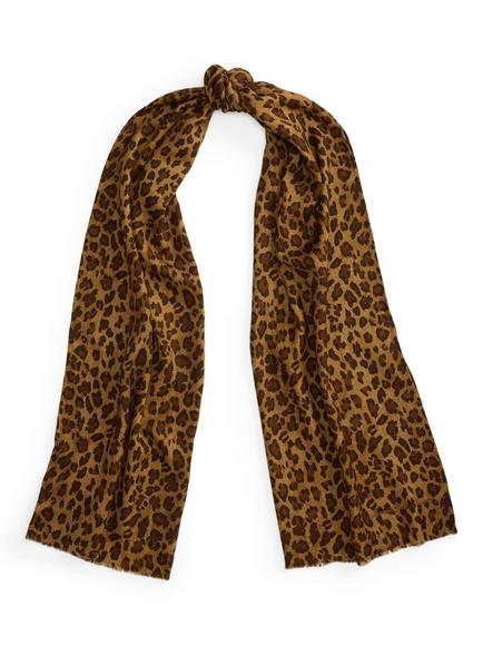 Lauren Ralph Lauren Pure Wool Animal Print Wrap Scarf, Honey Tan, Honey Tan