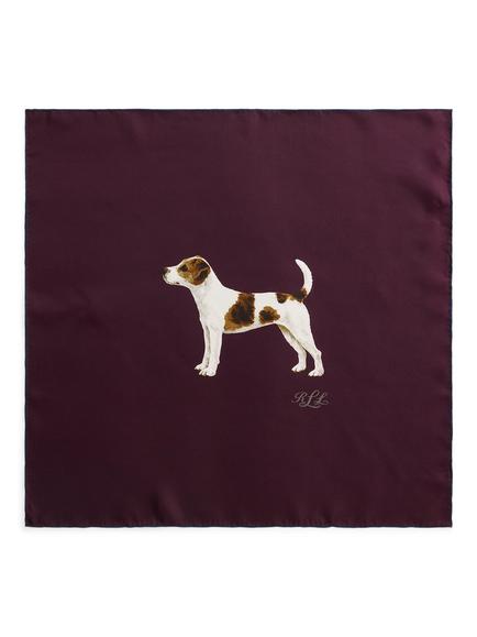 Lauren Ralph Lauren Dog Motif Square Silk Scarf, Dark Garnet - view 2, Dark Garnet