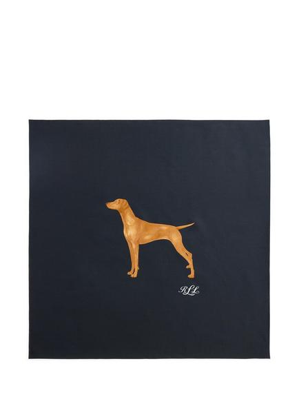 Lauren Ralph Lauren Dog Motif Square Silk Scarf, Navy - view 2, Navy Multi