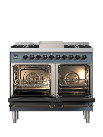 ILVE Milano PD10FNE3 100cm Dual Fuel Range Cooker with Gas Hob - view 2, Blue Grey & Bronze