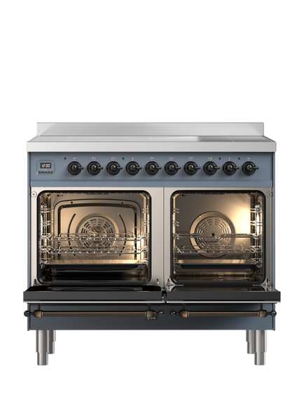 ILVE Milano PDI106NE3 100cm Electric Range Cooker with Induction Hob - view 2, Blue Grey & Bronze