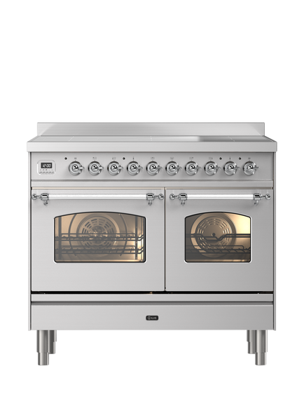 ILVE Milano PDI106NE3 100cm Electric Range Cooker with Induction Hob, Stainless Steel & Chrome