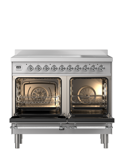 ILVE Milano PDI106NE3 100cm Electric Range Cooker with Induction Hob - view 2, Stainless Steel & Chrome