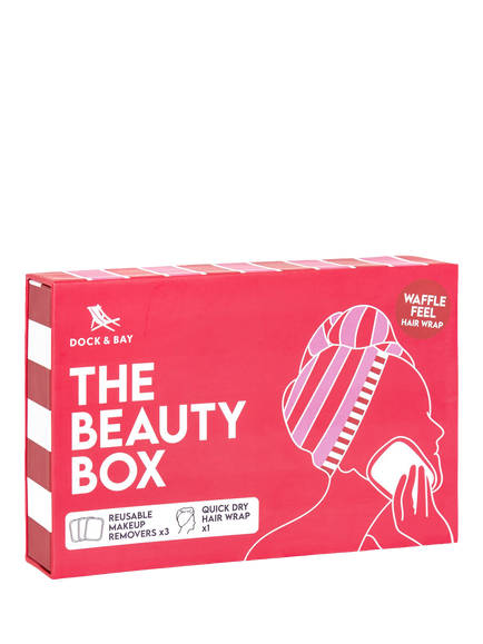 Dock & Bay Waffle Hair Wrap & Makeup Remover Pads Beauty Box, Cherry Bomb - view 2, Red