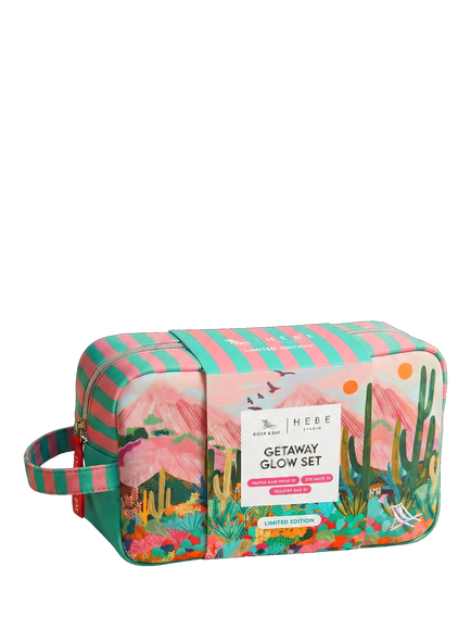 Dock & Bay x Hebe Studio Cactus Mountain Glow Hair Wrap, Eye Mask & Wash Bag Gift Set - view 2, Multi