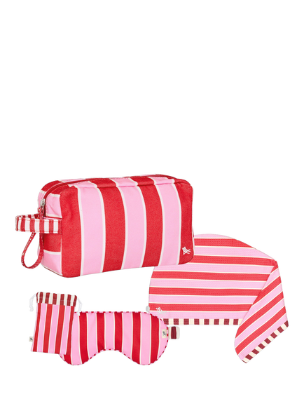 Dock & Bay Getaway Glow Hair Wrap, Eye Mask & Wash Bag Gift Set, Cherry, Red