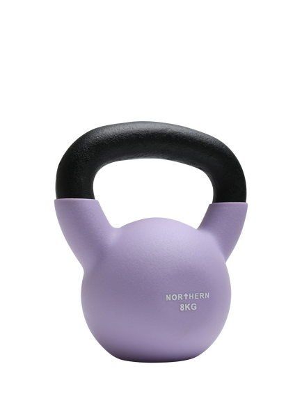 Northern Gym Equipment Neoprene Coated Cast Iron Kettlebell, 8kg, Lavender