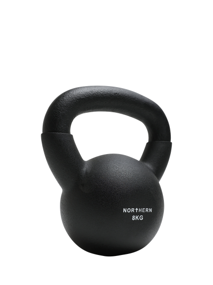 Northern Gym Equipment Neoprene Coated Cast Iron Kettlebell, 8kg, Black