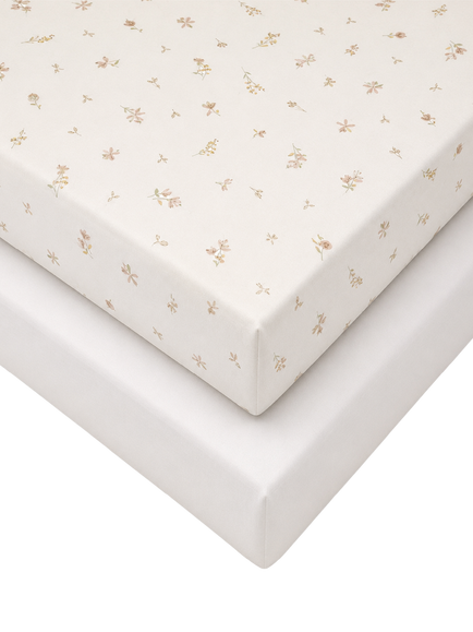 CuddleCo Fitted Crib/Co-Sleeper Sheets, Pack of 2, Cashmere Meadow, Cashmere Meadow