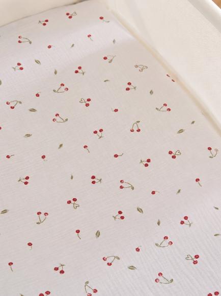 CuddleCo Fitted Crib/Co-Sleeper Sheets, Pack of 2, Ditsy Cherry - view 2, Ditsy Cherry