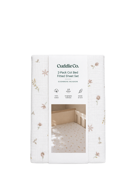 CuddleCo Fitted Cotbed Sheets, Pack of 2, Cashmere Meadow, Cashmere Meadow