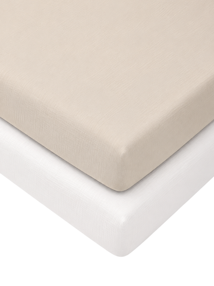 CuddleCo Fitted Cotbed Sheets, Pack of 2, Cashmere Waffle, Cashmere Waffle