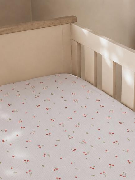 CuddleCo Fitted Cotbed Sheets, Pack of 2, Ditsy Cherry - view 2, Ditsy Cherry