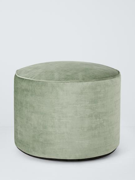 John Lewis Velvet Round Pouffe, Green