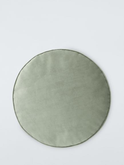 John Lewis Velvet Round Pouffe - view 2, Green