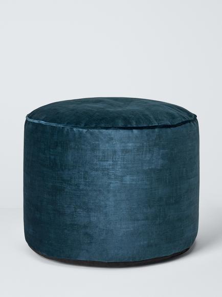 John Lewis Velvet Round Pouffe, Navy