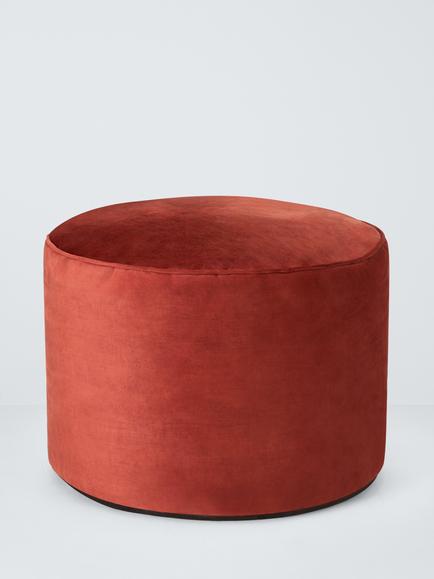 John Lewis Velvet Round Pouffe, Sunset