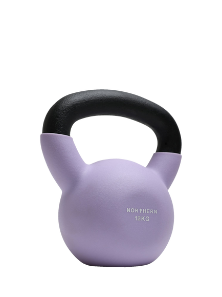 Northern Gym Equipment Neoprene Coated Cast Iron Kettlebell, 12kg, Lavender